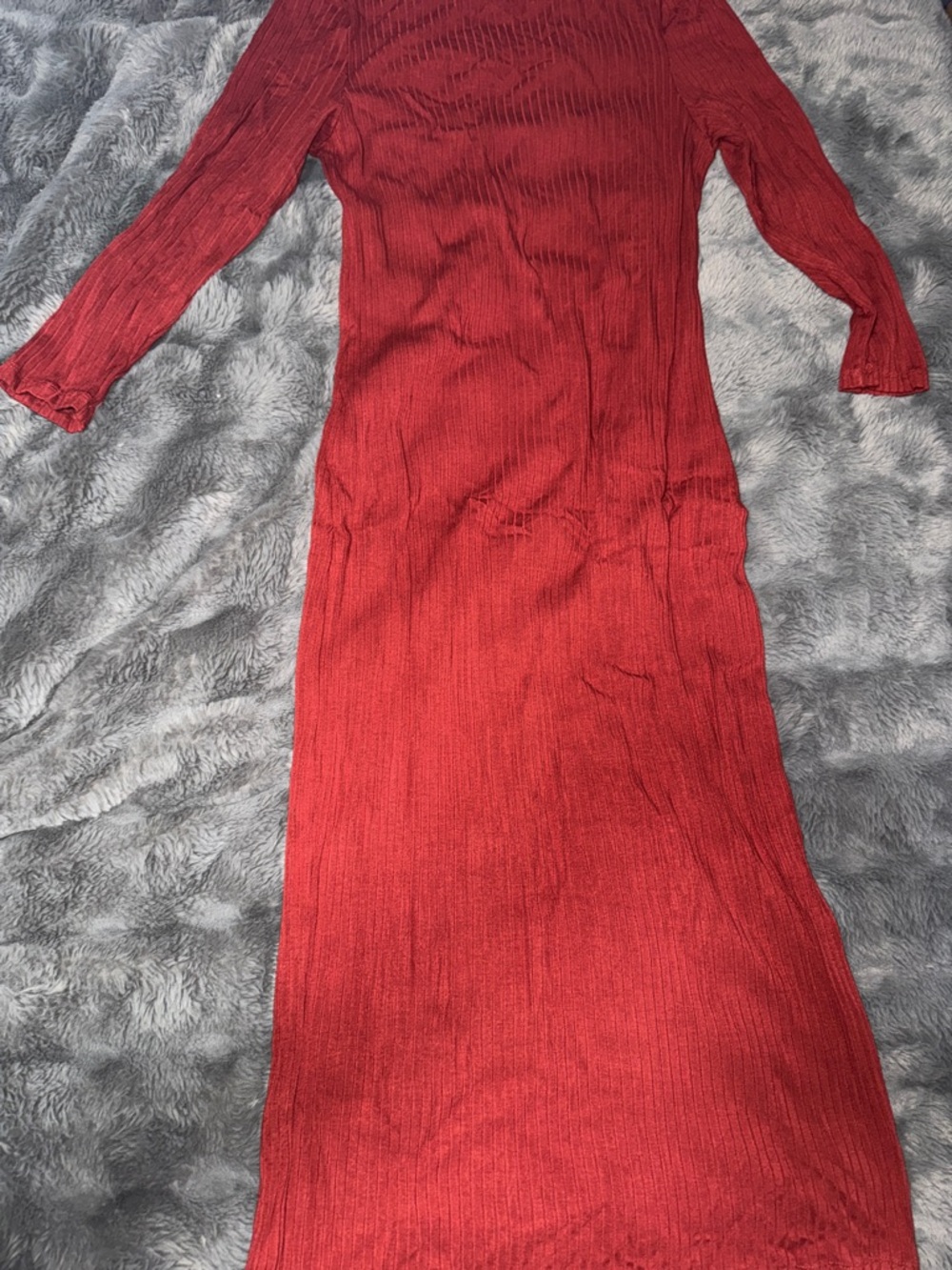 a.new day Ribbed Mock Neck dress Rust Size Small - Picture 6 of 7